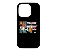 Red Wine and Booze Drink Beer American Flag 4th of July Coque pour iPhone 14 Pro