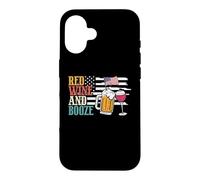Red Wine and Booze Drink Beer American Flag 4th of July Coque pour iPhone 16