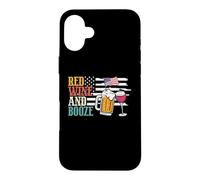 Red Wine and Booze Drink Beer American Flag 4th of July Coque pour iPhone 16 Plus