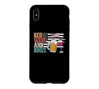 Red Wine and Booze Drink Beer American Flag 4th of July Coque pour iPhone XS Max