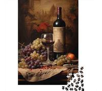 Red Wine Still Life Adult Puzzle for Decompression Wine Grapes Still Life Educational Game Challenge 1000 Piece 38x26cm 1000pcs