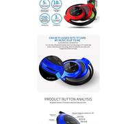 (Red) Wireless Headphone Sports Headset Sweatproof With Microphone,bluetooth Headphones Behind The Head,foldable And Carried In The Purse