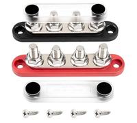 RED WOLF Barre de distribution 150 A 12 V-48 V CC pour voiture, marine, camping-car, camion, système électrique, bloc de distribution de courant Busbar avec 4 boulons de serrage M8