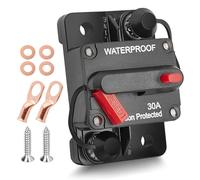 RED WOLF Disjoncteur 30 A avec cosses en cuivre - Porte-fusible en ligne étanche avec réinitialisation manuelle - Pour voiture, camion, bus, camping-car, bateau, véhicule marin 12 V-48 V CC