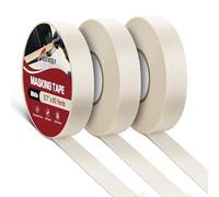 RED WOLF Lot de 3 rubans de masquage de 1,8 cm x 52,4 m, usage général pour peinture, artisanat, étiquette, peinture de voiture, ligne de peinture tranchante, sans résidus, ruban de papier crépon