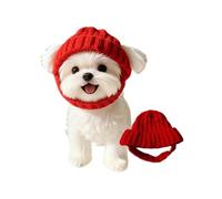 Red Wool Knit Dog Beanie with Ear Flaps,Pet Warm Winter Hat,Windproof Comfortable Soft Breathable Dogs Beanies,Soft Warm Winter Hat for Small Dogs (Red)