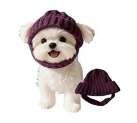 Red Wool Knit Dog Beanie with Ear Flaps,Pet Warm Winter Hat,Windproof Comfortable Soft Breathable Dogs Beanies,Soft Warm Winter Hat for Small Dogs (Purple)