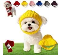 Red Wool Knit Dog Beanie with Ear Flaps - Warm Winter Hat, Washable Pet Christmas Outfit, Cozy Stretchy Knit Hats for Small Dogs, Funny Cute Crocheted Dog Snood for Indoor and Outdoor Use (Red*B)