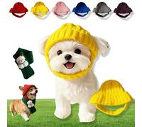 Red Wool Knit Dog Beanie with Ear Flaps - Warm Winter Hat, Washable Pet Christmas Outfit, Cozy Stretchy Knit Hats for Small Dogs, Funny Cute Crocheted Dog Snood for Indoor and Outdoor Use (Green*B)