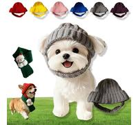 Red Wool Knit Dog Beanie with Ear Flaps - Warm Winter Hat, Washable Pet Christmas Outfit, Cozy Stretchy Knit Hats for Small Dogs, Funny Cute Crocheted Dog Snood for Indoor and Outdoor Use (Green*C)