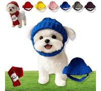 Red Wool Knit Dog Beanie with Ear Flaps - Warm Winter Hat, Washable Pet Christmas Outfit, Cozy Stretchy Knit Hats for Small Dogs, Funny Cute Crocheted Dog Snood for Indoor and Outdoor Use (Red*D)