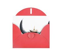Red YYHWHJDE Boat on the Moon Prints Carte de vœux 15,2 x 10,2 cm - Design tendance et unique pour diverses occasions