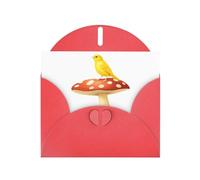 Red YYHWHJDE Canari sur un champignon imprimé carte de vœux 15,2 x 10,2 cm - Design tendance et unique pour diverses occasions