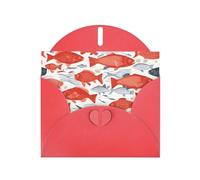 Red YYHWHJDE Carte de vœux avec image de poisson mignon 15,2 x 10,2 cm avec effet perle double face et encre respectueuse de l'environnement