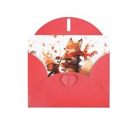 Red YYHWHJDE Carte de vœux imprimée Little Fox Riding a Bicycle 15,2 x 10,2 cm - Design tendance et unique pour diverses occasions