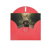 Red YYHWHJDE Carte de vœux imprimée Little Grey Rabbit Riding a Bicycle 15,2 x 10,2 cm - Design tendance et unique pour diverses occasions