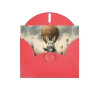 Red YYHWHJDE Carte de vœux imprimée petit lapin gris sur montgolfière 15,2 x 10,2 cm - Design tendance et unique pour diverses occasions