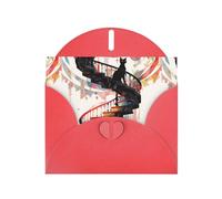 Red YYHWHJDE Carte de vœux Motif chat noir sur l'escalier en colimaçon 15,2 x 10,2 cm - Design tendance et unique pour diverses occasions