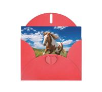 Red YYHWHJDE Carte de vœux Motif chevaux dans la prairie 15,2 x 10,2 cm avec effet nacré double face et encre respectueuse de l'environnement