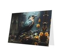 Red YYHWHJDE Carte de vœux Motif oiseau et fleur Noir 15,2 x 10,2 cm Avec effet perle double face et encre écologique