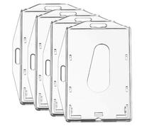 Redamancy 4 Pièces Porte Badge, Porte Carte Transparent, Support Badge Vertical et Horizontal avec Fente pour Pouce pour Nominatif et Carte D'identité Carte De Crédit Compatible Cordon Anneau