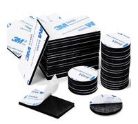 Redamancy 50 Pièces Double Face Extra Fort, 3mm Adhesif Double Face, Tampon Adhésif Double Face, Pastille Adhesive Double Face Imperméables Rectangulaire et Rond pour Bricolage Bureau Ménage(Noir)
