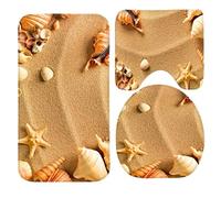 RedBeans Ensemble de toilette 3 pièces avec tapis antidérapant pour abattant de WC et tapis de bain
