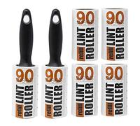 Redberry économique de Rouleaux Anti-Peluches et recharges - 2 poignées et 6 Rouleaux de 90 Feuilles - Élimine Les Poils d’Animaux domestiques, la poussière des vêtements, des Tissus et d’ameublement