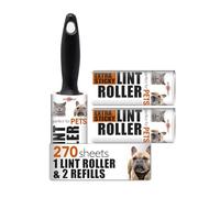 Redberry Value Rouleau Anti-Peluches et Recharge - 270 Feuilles - Rouleau adhésif pour épilation des Poils d'animaux, épilateur de Poils de Chiens, de Chats, Rouleau adhésif pour vêtements