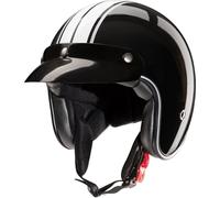 Redbike RB-742 Stripes Casque Jet, Noir/Blanc, Taille XS (53/54)
