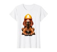 Redbone Coonhound Casque de Travail pour Papa Jaune T-Shirt Graphique avec Valeur, Femme, Blanc, S