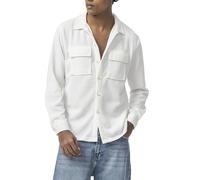 Redbridge by Spruce - Overshirt avec tissu structuré - Chemise décontractée surdimensionnée pour les loisirs et le streetwear, Blanc., L