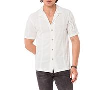 Redbridge Chemise à manches courtes de qualité supérieure avec motif texturé spécial en mélange de coton léger pour le travail et les loisirs, Blanc., M
