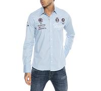 Redbridge Chemise à manches longues tendance pour homme avec broderies tendance en coton respirant bleu clair M