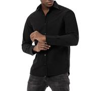 Redbridge Chemise classique basique décontractée élégante en pur coton, Noir , XXL