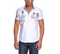 Redbridge Chemise de travail Slim Fit Col chemise Manches courtes Homme, Blanc (White), FR : Small (Taille fabricant : Small)