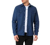 Redbridge Chemise en jean pour homme Chemise décontractée Poche poitrine en denim de qualité supérieure, bleu foncé, S