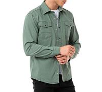 Redbridge Chemise en jean pour homme Chemise décontractée Poche poitrine en denim de qualité supérieure, kaki, S