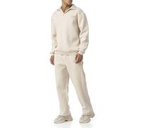 Redbridge Ensemble de survêtement décontracté avec col polo - Deux pièces confortables au look surdimensionné, beige, S