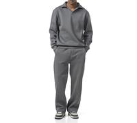 Redbridge Ensemble de survêtement décontracté avec col polo - Deux pièces confortables au look surdimensionné, gris, M