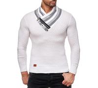 Redbridge Homme Pull Tricot Pull Fin Business Col à Rabas Blanc