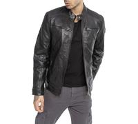 Redbridge Homme Veste en Cuir Blouson Motard Veste Clean-Biker Noir