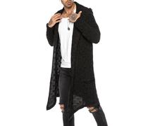 Redbridge Hommes Veste Tricotée Veste Gilet Asymétrique Long Coupe Capuche