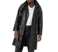 Redbridge Manteau en cuir synthétique de qualité supérieure style urbain trench veste en cuir, Noir , M