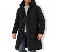 Redbridge Manteau matelassé - Parka longue avec capuche et poches plaquées - Veste d'hiver chaude doublée avec boutons-pression et fermeture éclair - Coupe droite