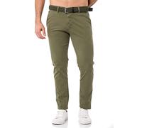 Redbridge Pantalon chino pour homme avec ceinture Pantalon décontracté et d'affaires confortable, kaki, 34W / 32L