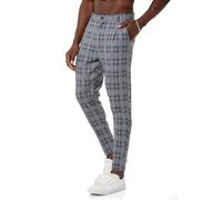Redbridge Pantalon chino pour homme - Pantalon décontracté à carreaux avec taille élastique, gris/marron, XL