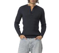 Redbridge Pull en tricot Tarz Cool pour homme avec boutonnière, pull texturé à manches longues, Bleu marine, S