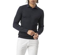 Redbridge Pull en tricot Tarz Cool pour homme - Col polo - Manches longues, Bleu marine, M