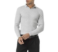 Redbridge Pull en tricot Tarz Cool pour homme - Col polo - Manches longues, gris, XL
